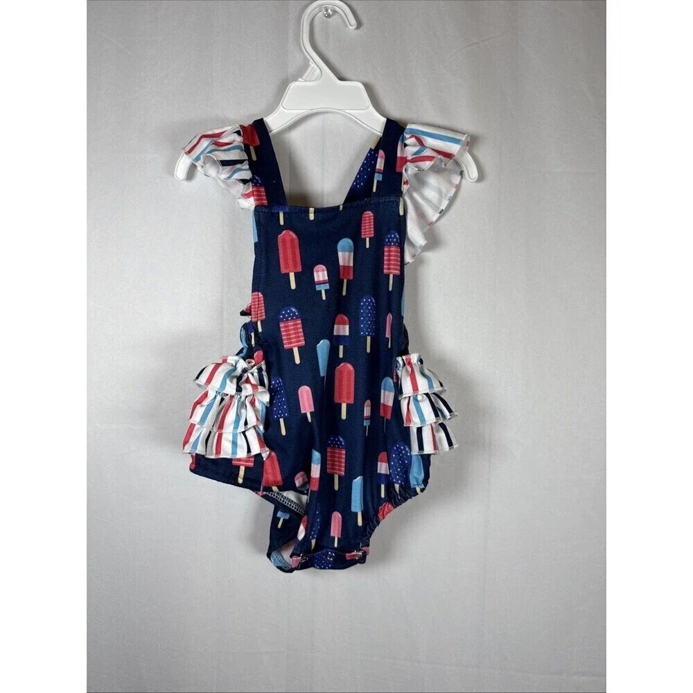 Pete And Lucy Popsicle Print Romper Size 12-18 M Preowned
